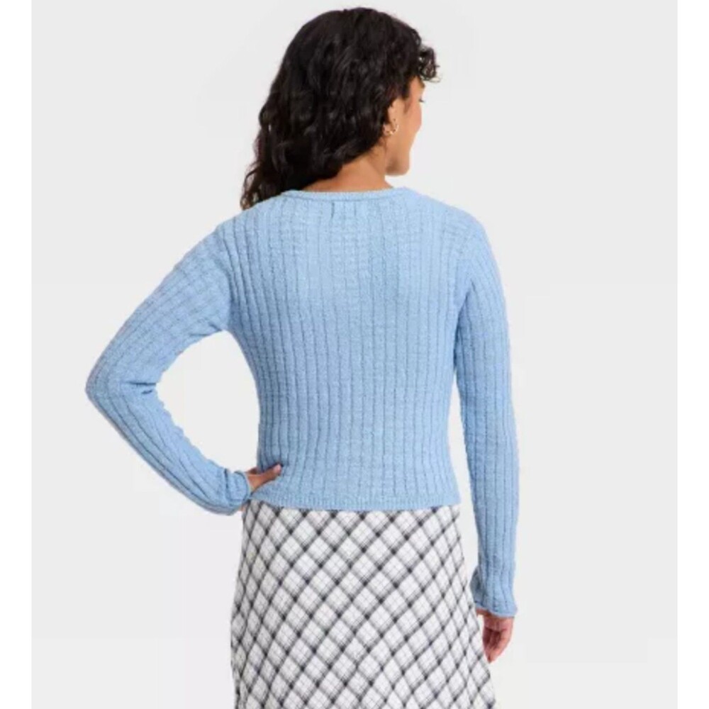 Women's Universal Thread Rib Cardigan Blue Medium - Picture 2 of 7